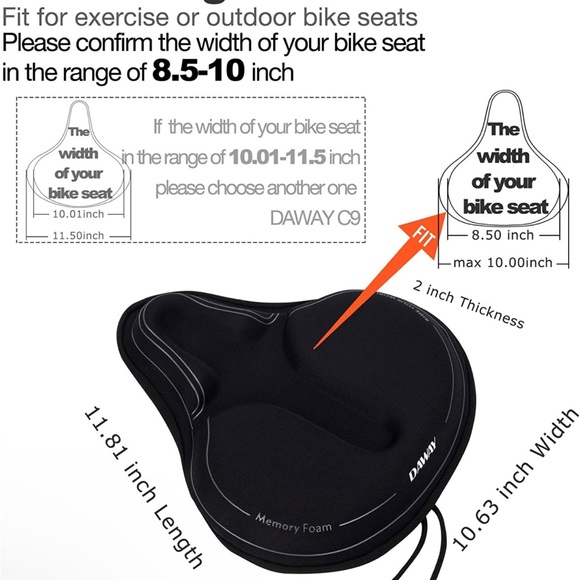 Bike Seat Cover - Gel & Memory Foam - Picture 2 of 7